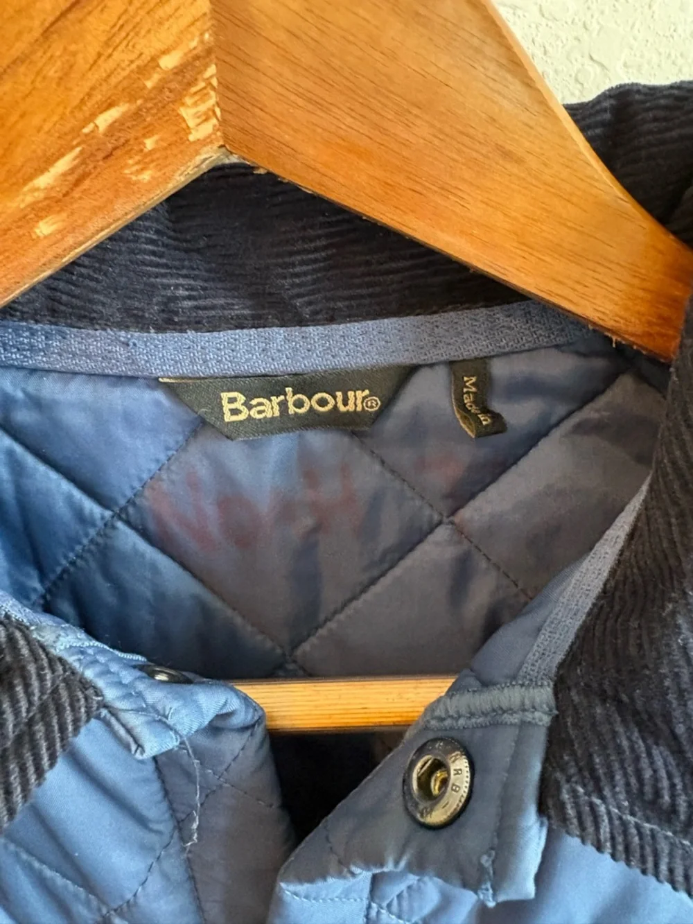 Barbour Quilted Blue Kids Unisex Jacket XL 12/13 with Contrast Collar
